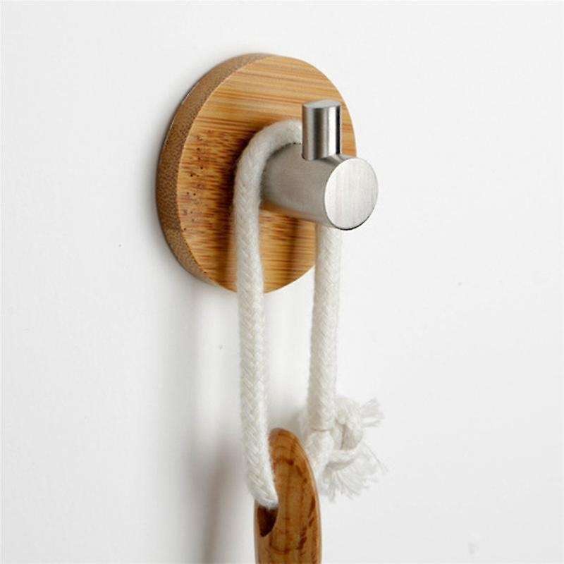 Bamboo Stainless Steel Wall Clothes Bag Headphone Key Hanger Kitchen Bathroom Door Towel Rustproof
