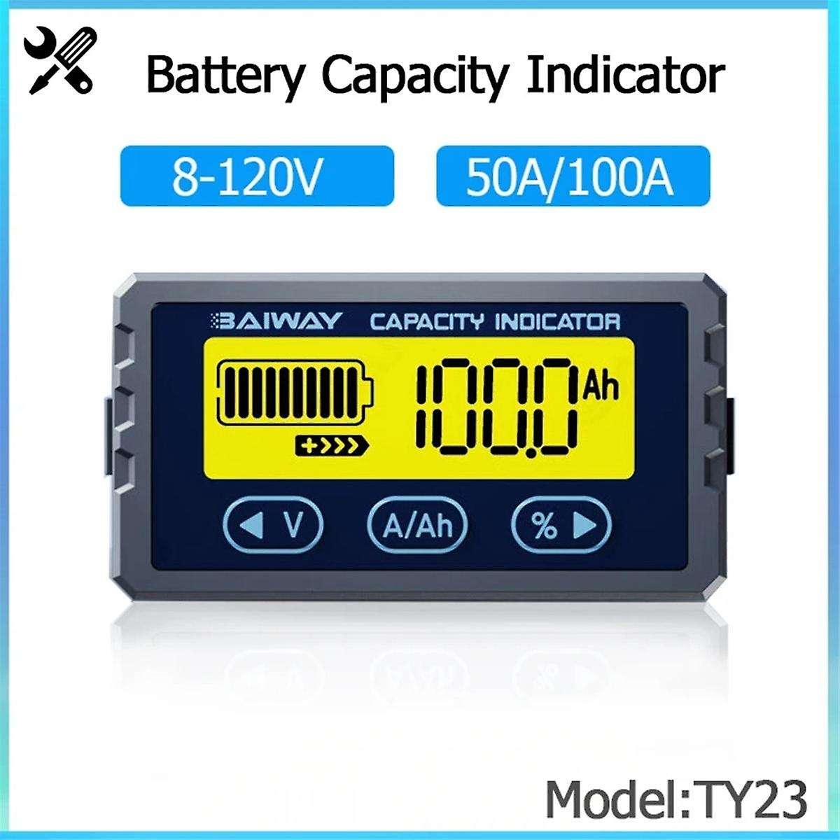 Battery Tester 8V-120V 100A Coulomb Meter Capacity Indicator Lithium Ion Detector Coulomb Meter Vo