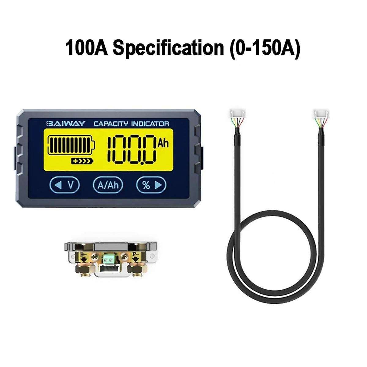 Battery Tester 8V-120V 100A Coulomb Meter Capacity Indicator Lithium Ion Detector Coulomb Meter Vo