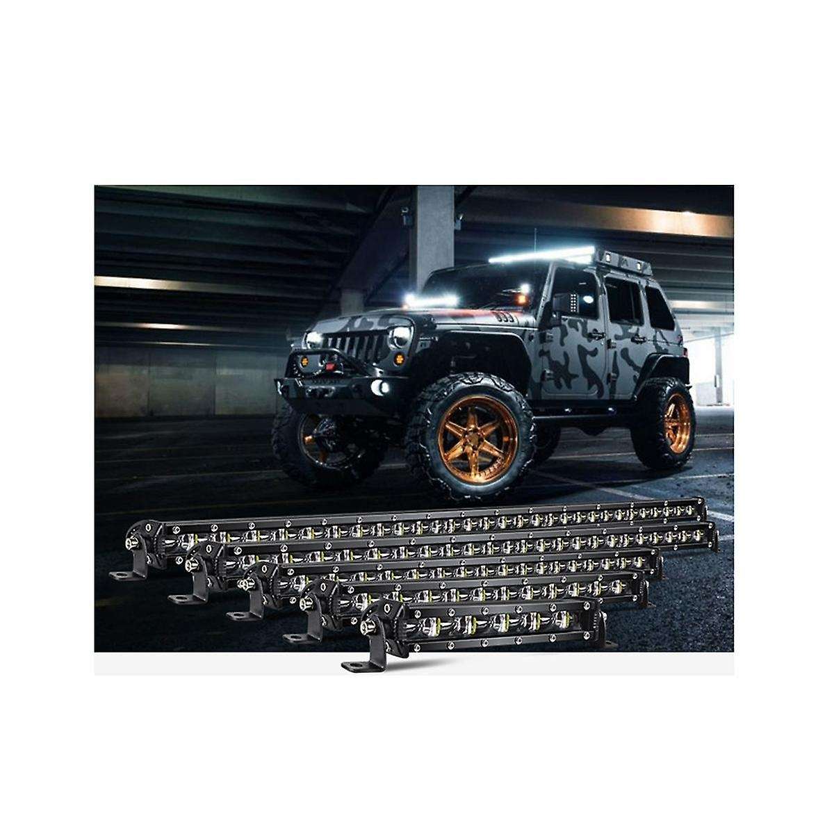 Beach 18w 8inch 6led Long Bar Light for Off-road Beach Single Row Center Grid Spot Light
