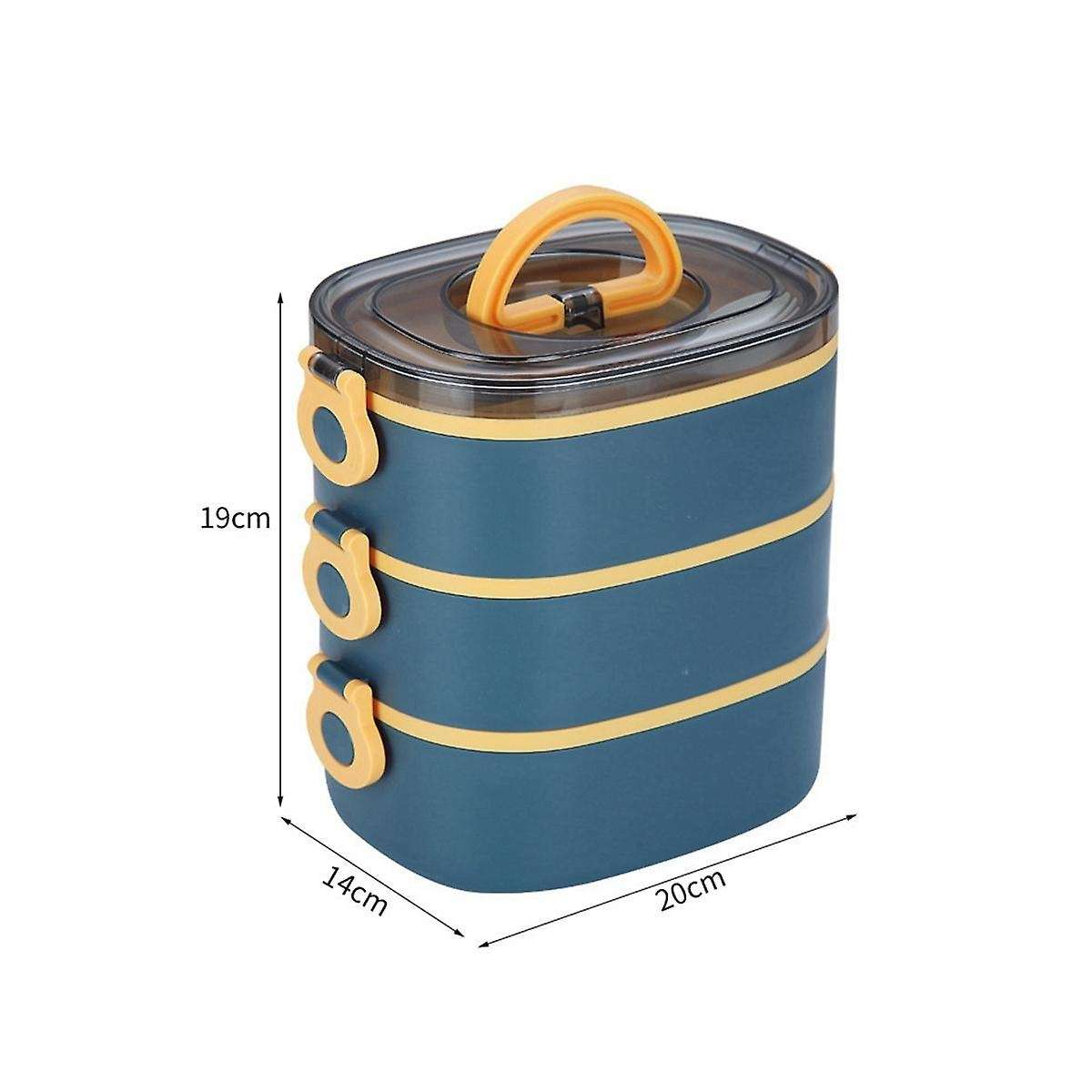 Bento Lunch Box Stackable 3 Tier Lunch Box Adult Kids Lunch Box Leak Proof Portable Lunch Box (blue)