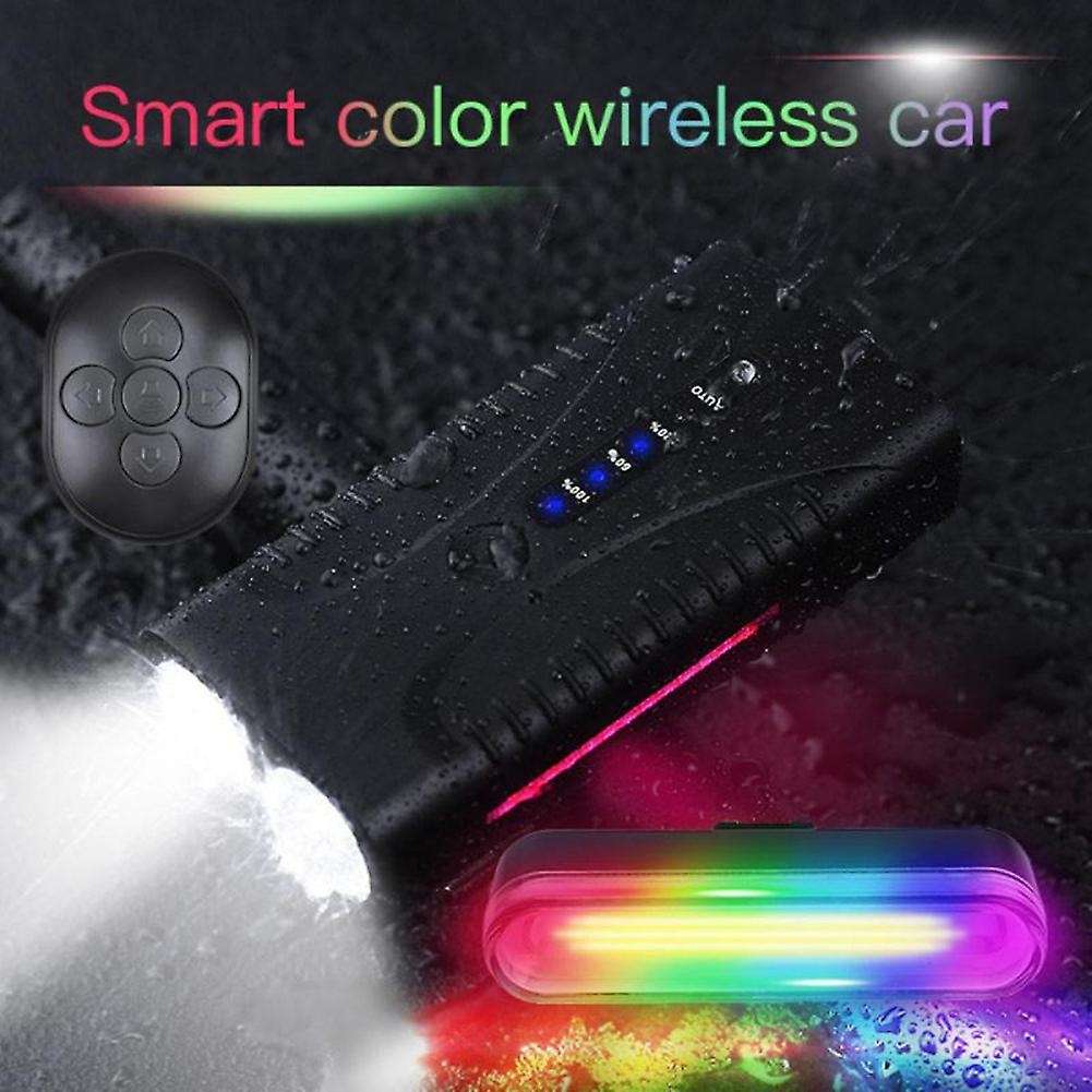 Bike Intelligent Colorful LED Tail Lamp Trumpet Headlight Bike Flashlights Night Riding USB Charging