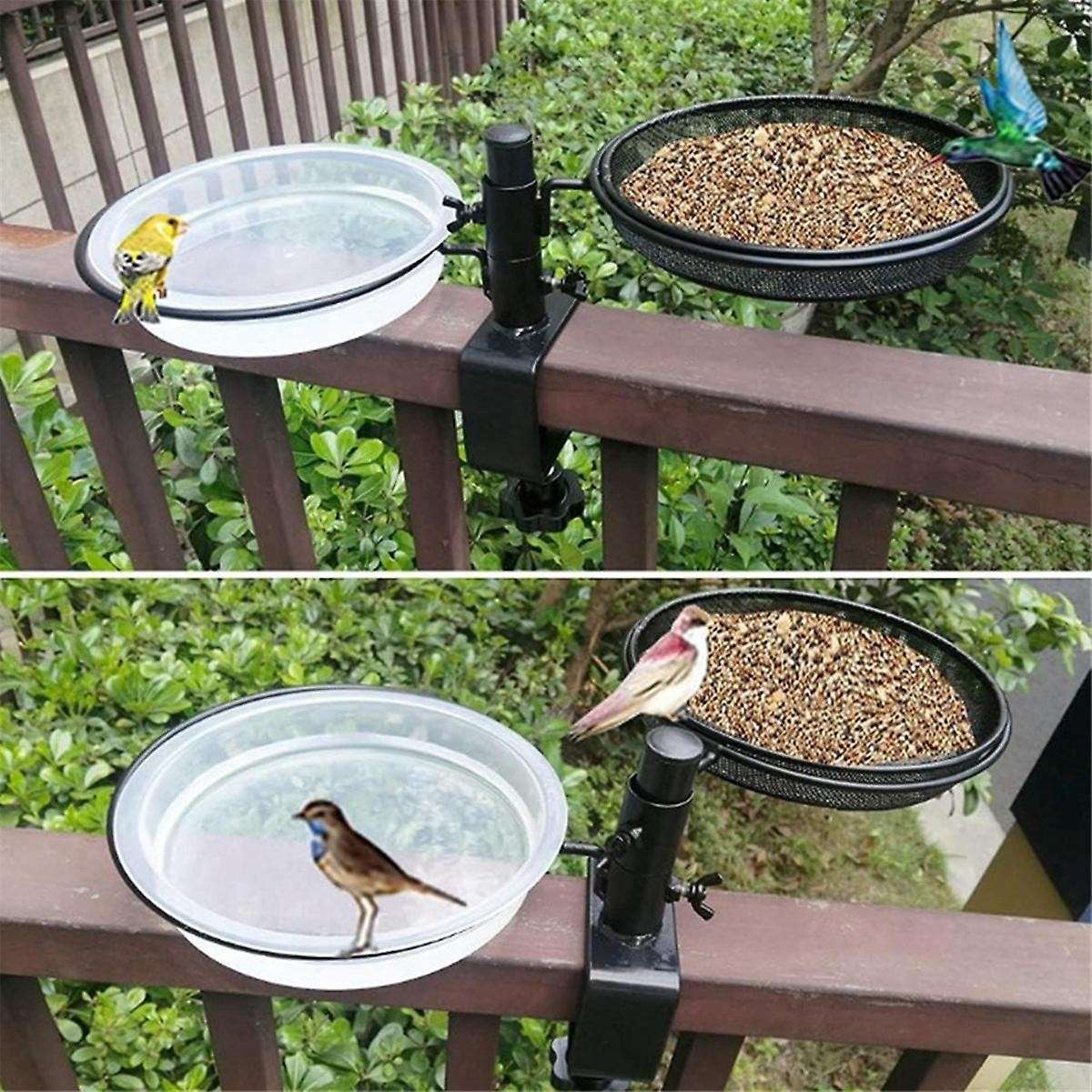 Bird Feeder - 2-In-1 Bird Bath and Feeder with Balcony Bracket for Outdoor Garden, Lawn, Balcony, an