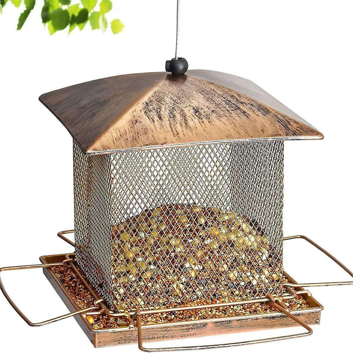 Bird Feeders for Outdoors Hanging - Large Capacity Heavy Duty Metal Squirrel Proof Wild Bird Feeders