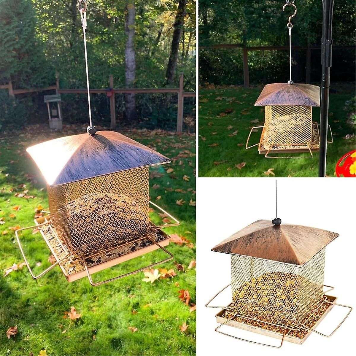 Bird Feeders for Outdoors Hanging - Large Capacity Heavy Duty Metal Squirrel Proof Wild Bird Feeders