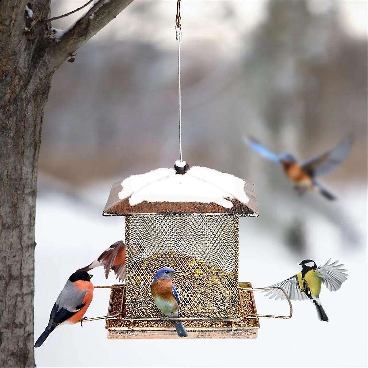 Bird Feeders for Outdoors Hanging - Large Capacity Heavy Duty Metal Squirrel Proof Wild Bird Feeders