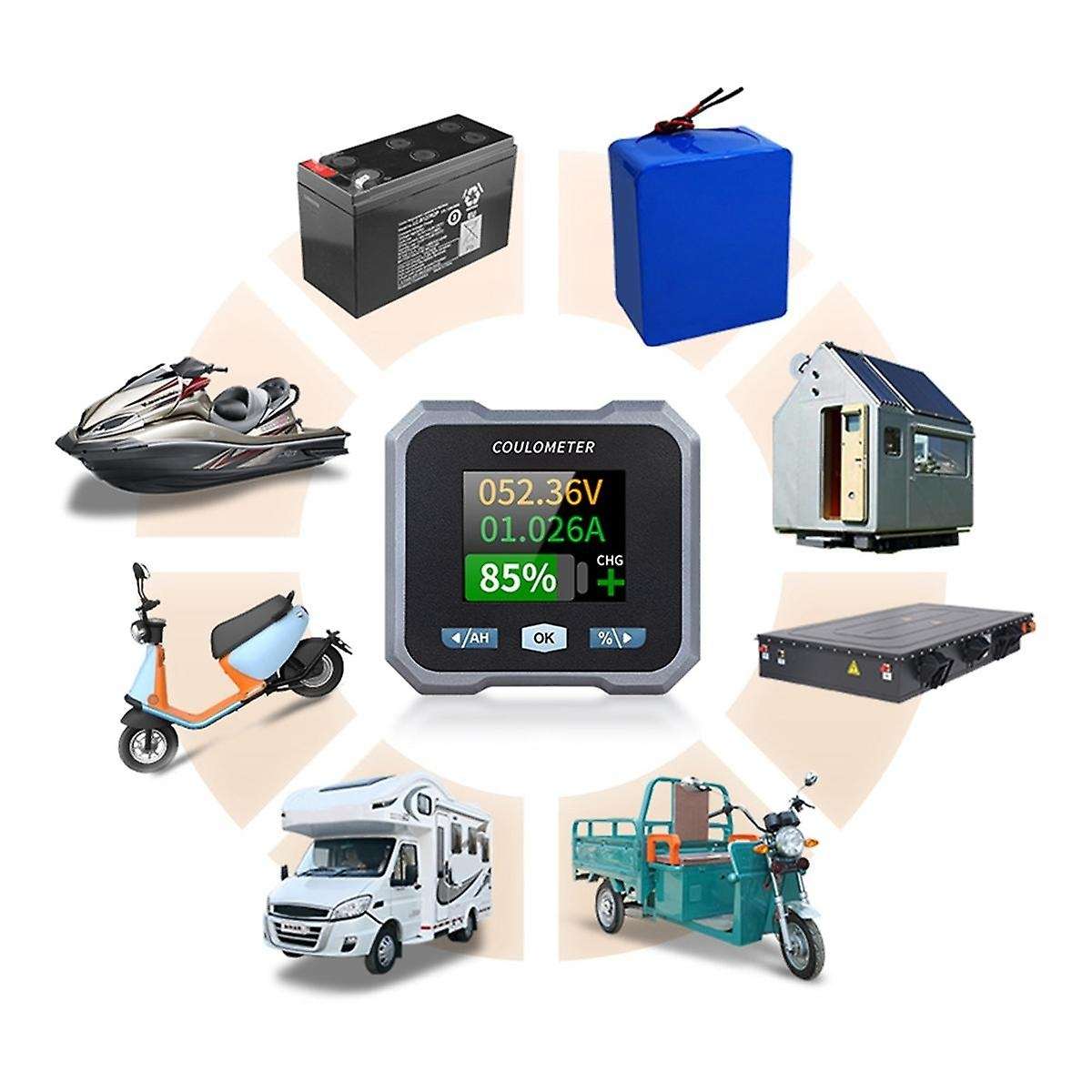 BL110F Coulometer Battery Meter DC10-100V 0-100A Waterproof Battery Meter and Voltmeter for Electric