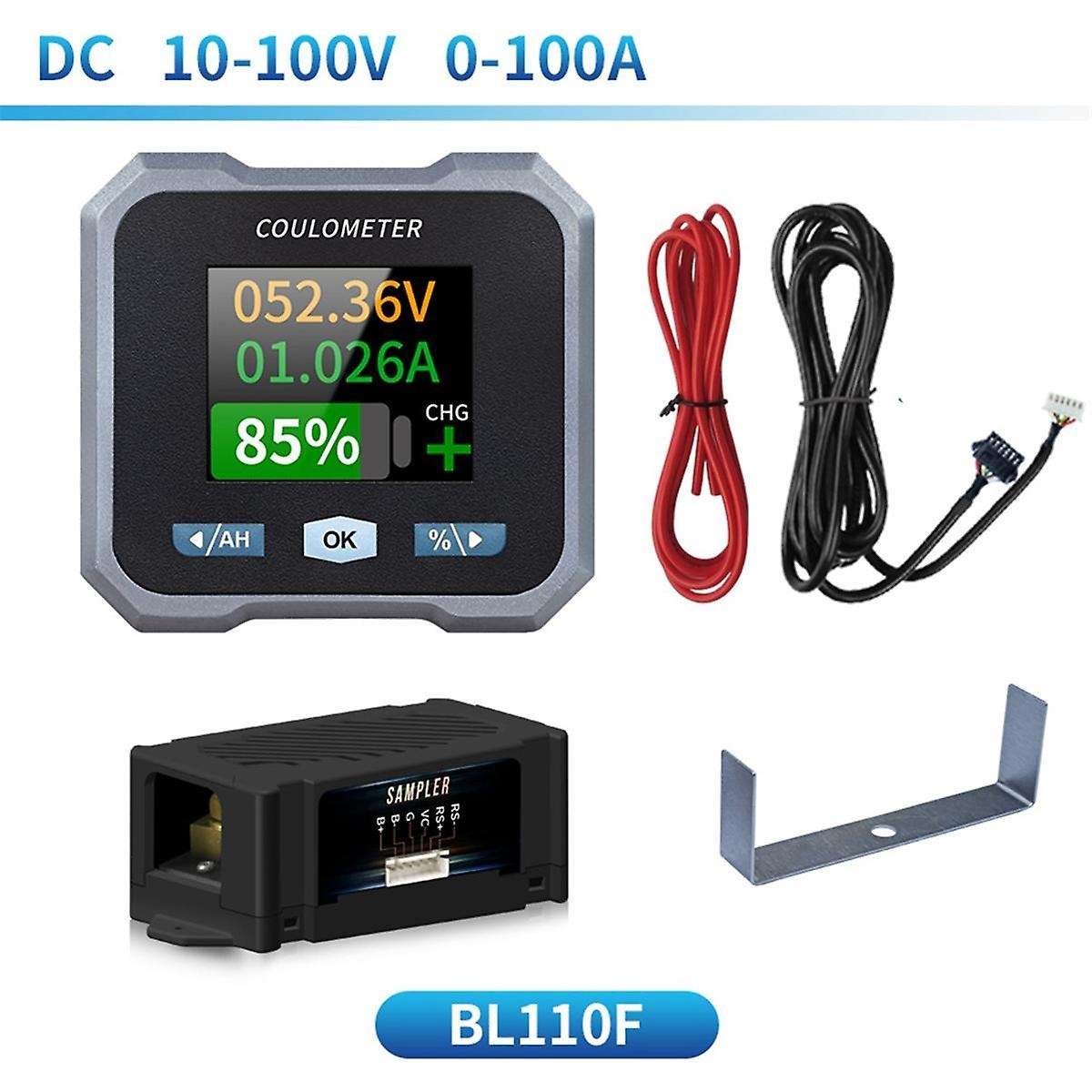 BL110F Coulometer Battery Meter DC10-100V 0-100A Waterproof Battery Meter and Voltmeter for Electric