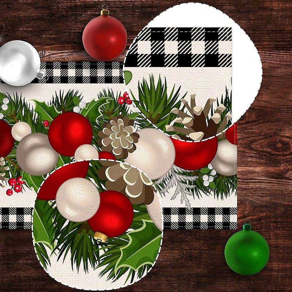 Black and White Gingham Christmas Table Runner