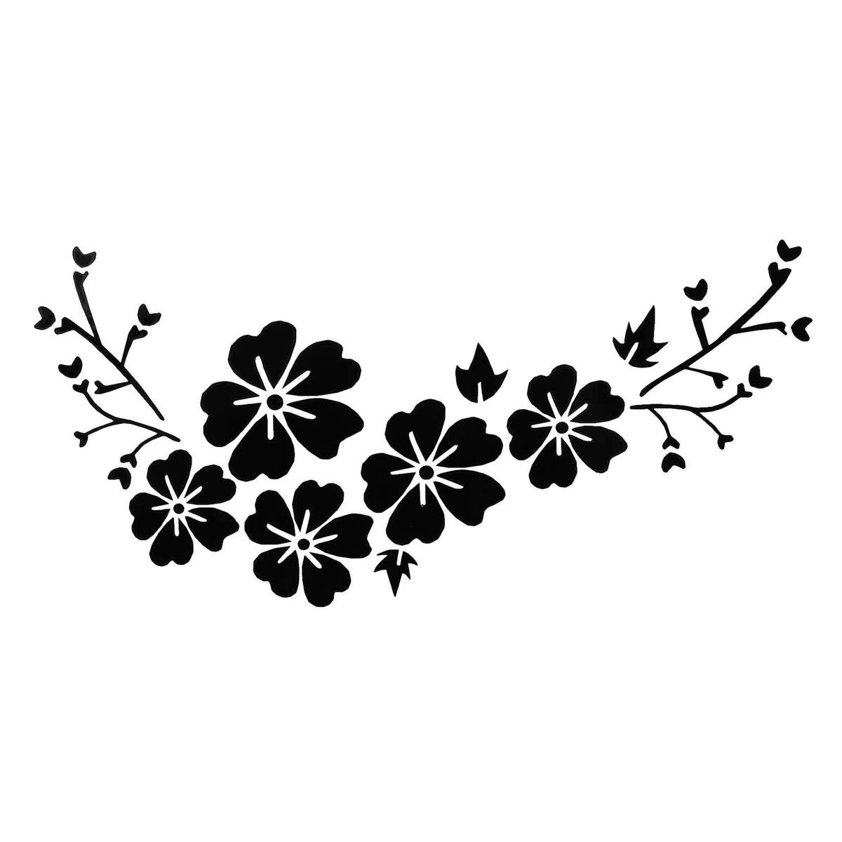 Black Decal Car Flower Sticker Waterproof Removable Vehicle Cover