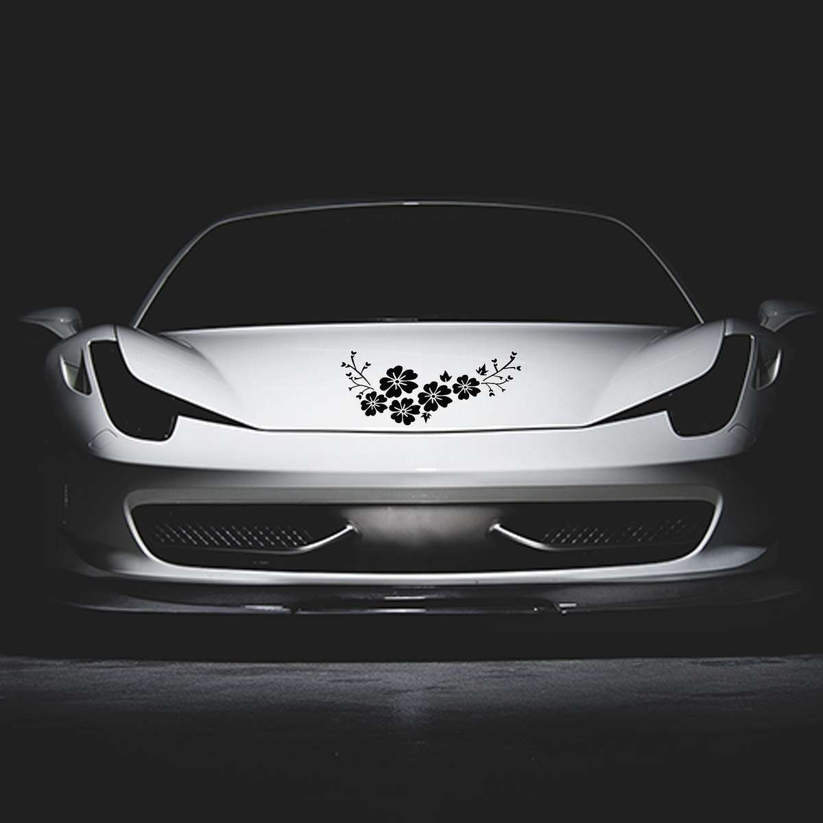 Black Decal Car Flower Sticker Waterproof Removable Vehicle Cover