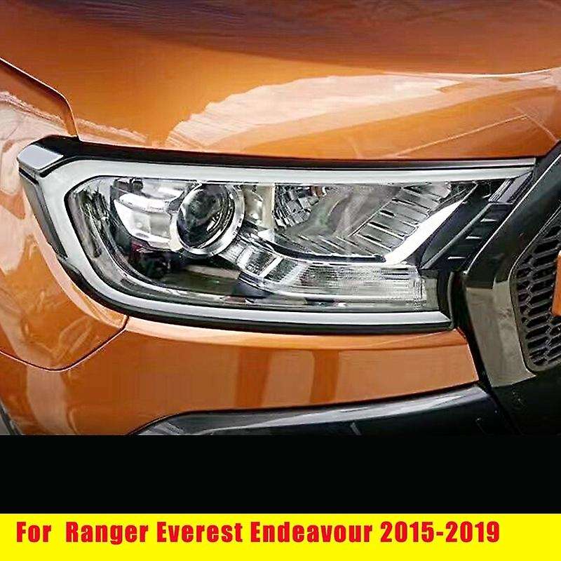 Black DRL HeadLight LED Cover Trim Lamp Hood Daytime Running Light for Everest Endeavour 2015-2019
