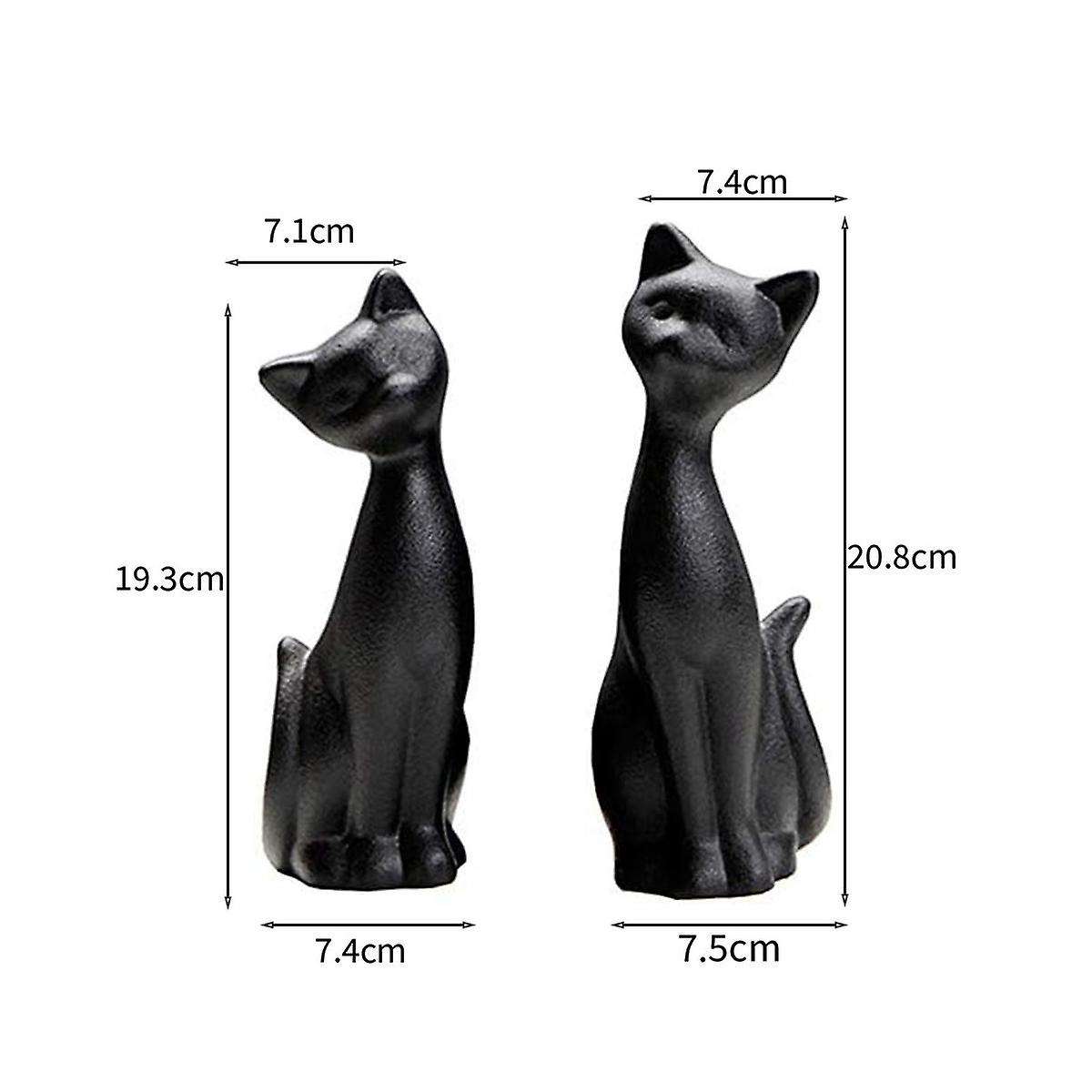 Black Figurine Couple Ceramic Animal Abstract Sculpture Ornament Living Room Decorations Crafts 2pcs