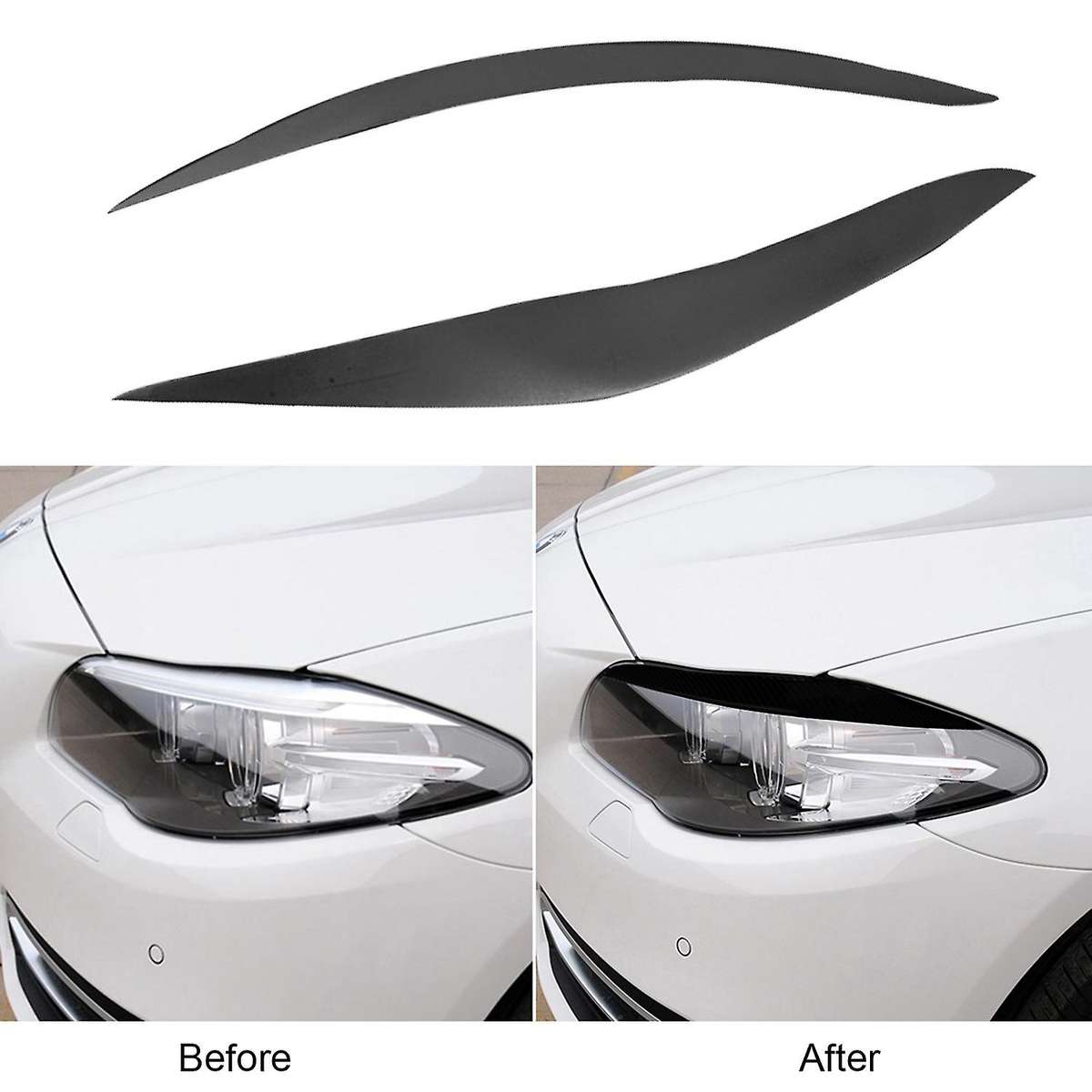 Black Headlight Lid Eyebrow Headlight Eyelids Decoration for- 5 Series 518D 520I 528I 535I F10 M5 20