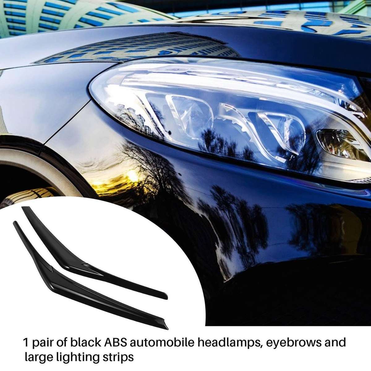 Black Headlight Eyelid Cover Head Light Lamp Eyebrows Molding Trim for 2018-2021