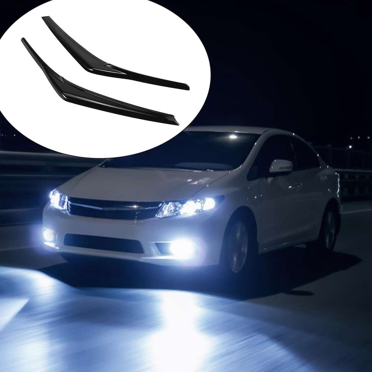 Black Headlight Eyelid Cover Head Light Lamp Eyebrows Molding Trim for 2018-2021