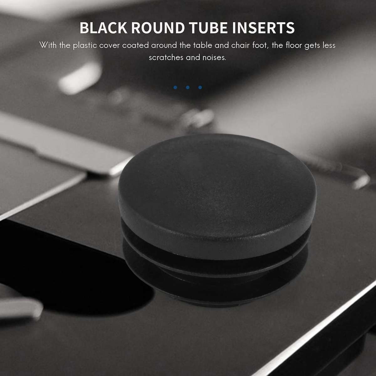 Black Plastic 35mm Dia Blanking End Round Tube Insert 5 Pcs