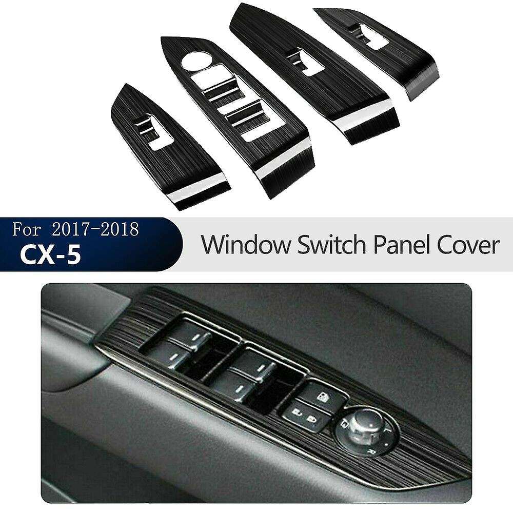 Black Window Lift Switch Panel Protection Cover Trim Inner Door Armrest for -5 CX5 2017-2018 LHD