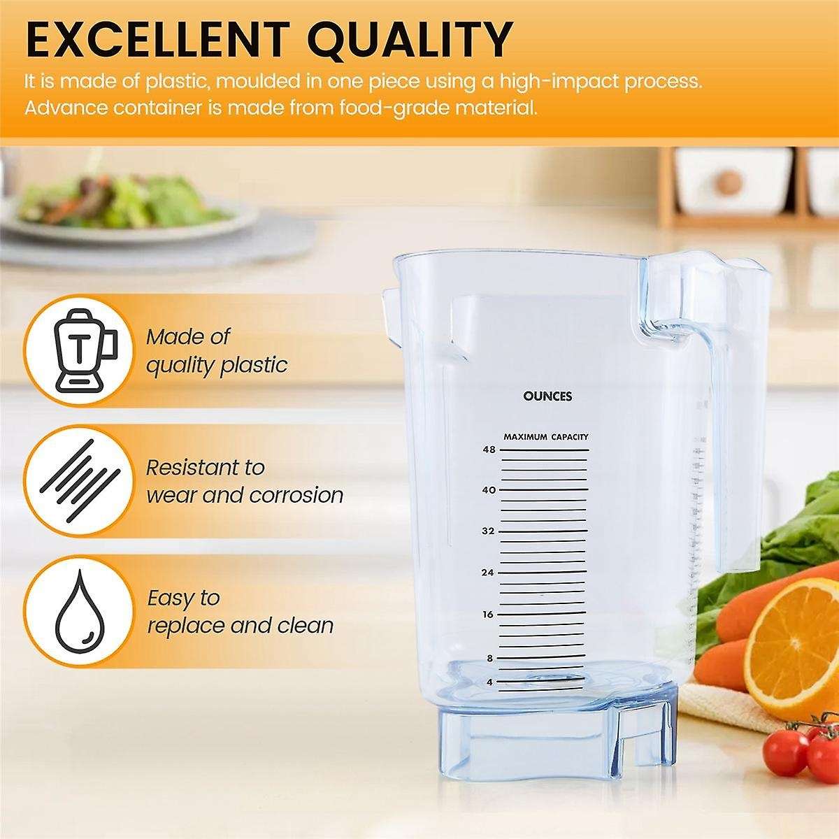 Blender Cup Body (Without Lid and Blade) for VM0145 Replacement Blender Cup