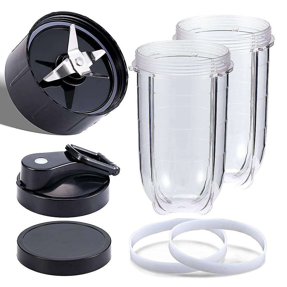 Blender Cups Replacement Set,16Oz Cup with Flip-Top To-Go Lid,Flat Lid and Extractor Blade,for Magic