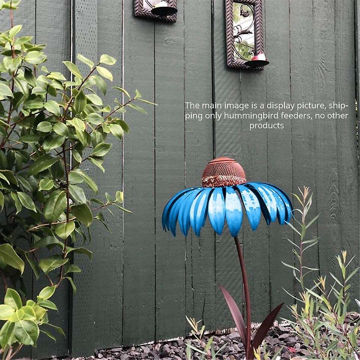 Blue Feeder Bottle with Stand Outdoor Garden Flower Shaped Bird Feeder