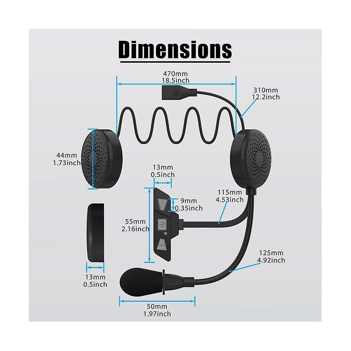 Bluetooth 5.2 Motorcycle Helmet Headset Wireless Handsfree Stereo Music Player Headphone Noise Redu