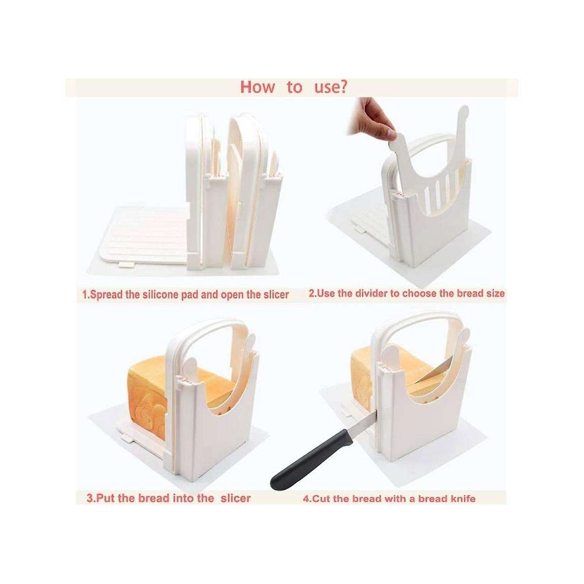 Bread Slicer, Foldable Bread Toast Slicer Sandwich Toast Slicing Machine- Quick and Safe Evenly Slic