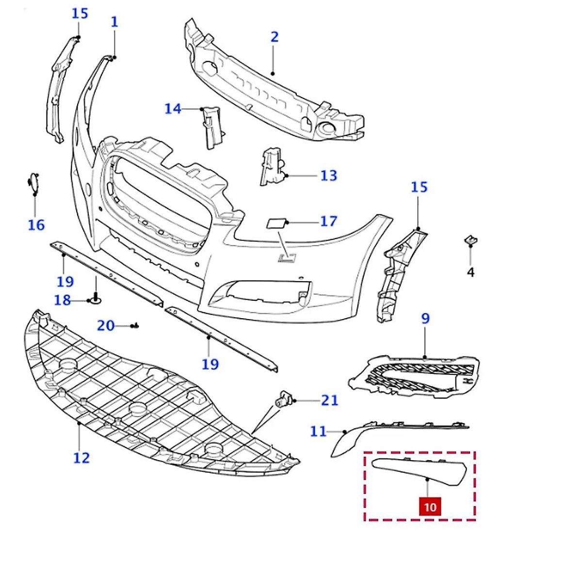 C2z20503 C2z20499 Front Bumper Trim Front Bar Bright Strip Car for Xf 2012-2015