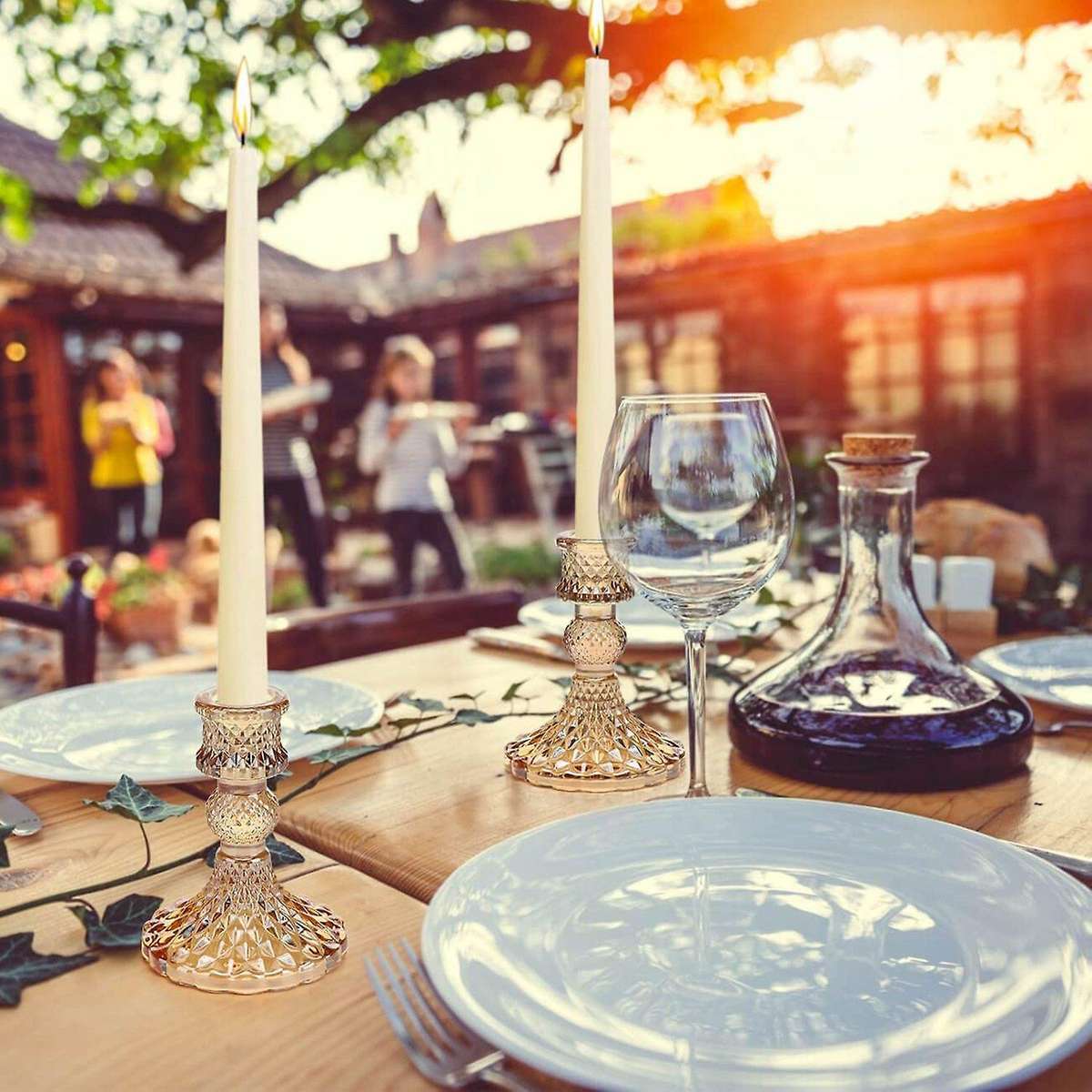 Candlestick Holders Set,4Inch H Taper Candle Holders Bulk, 12Pcs Glass Candle Holders for Wedding,Wi