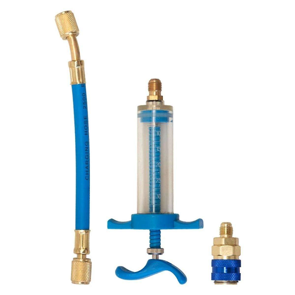 Car A/C Oil/Dye Injector 1Oz with R134a Low Side Quick Coupler Adapter 1/4 Air Conditioning Repair