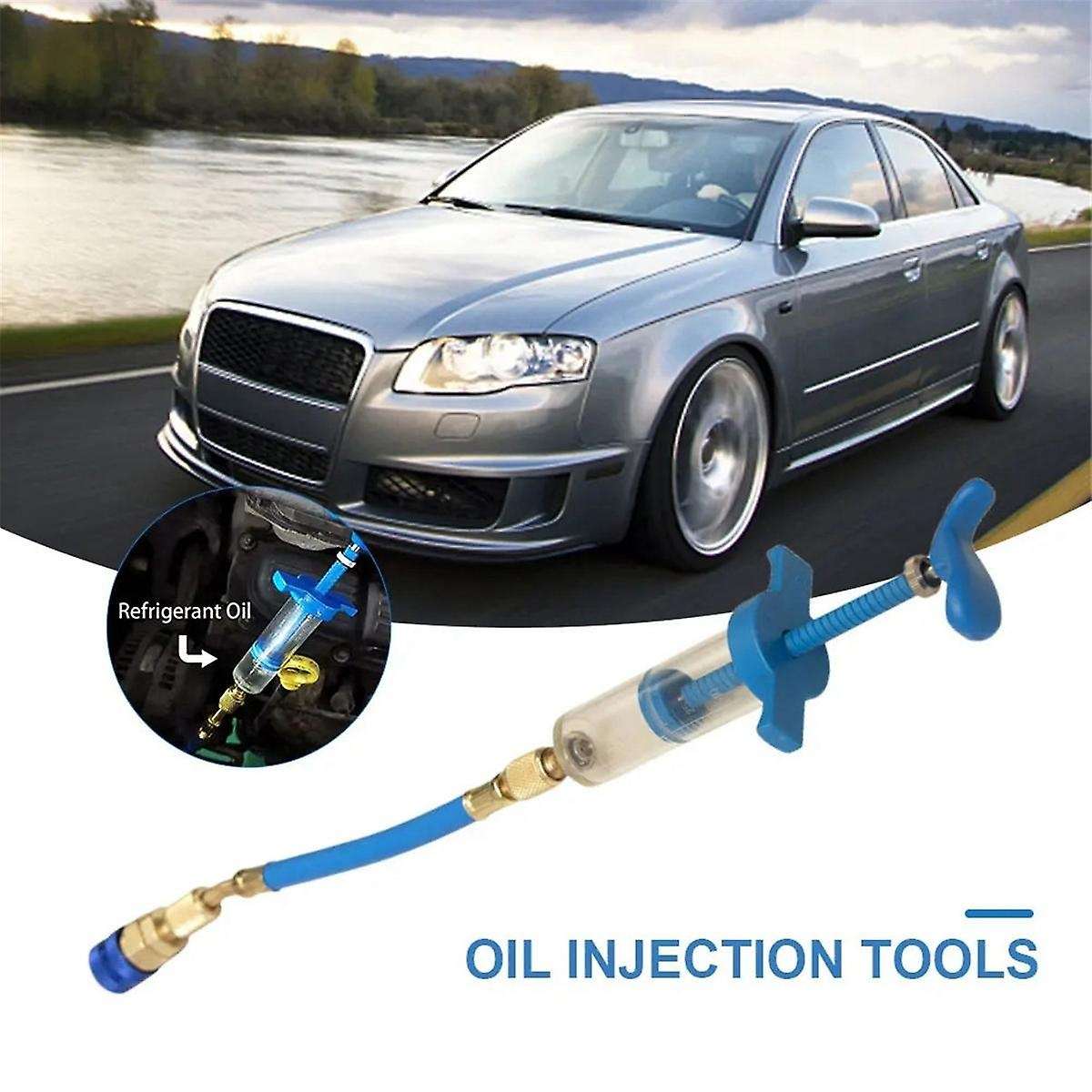Car A/C Oil/Dye Injector 1Oz with R134a Low Side Quick Coupler Adapter 1/4 Air Conditioning Repair
