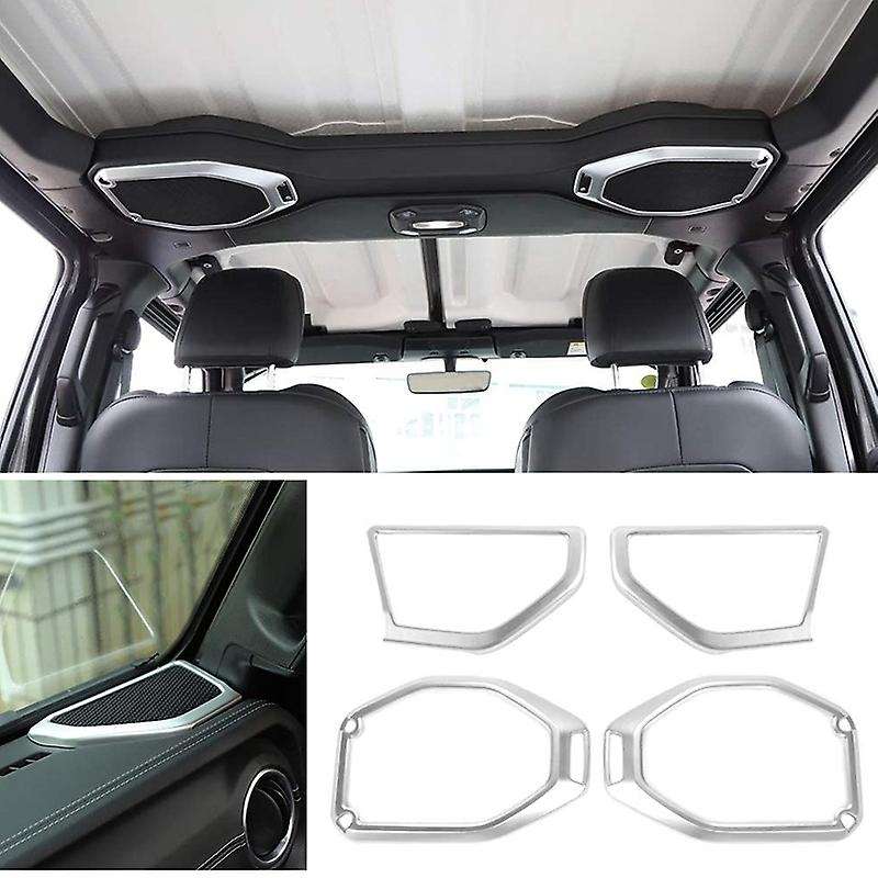 Car ABS A-Pillar Speaker Cover, Roof Speaker Decorative Covers for Wrangler JL 2018-2020,Silver