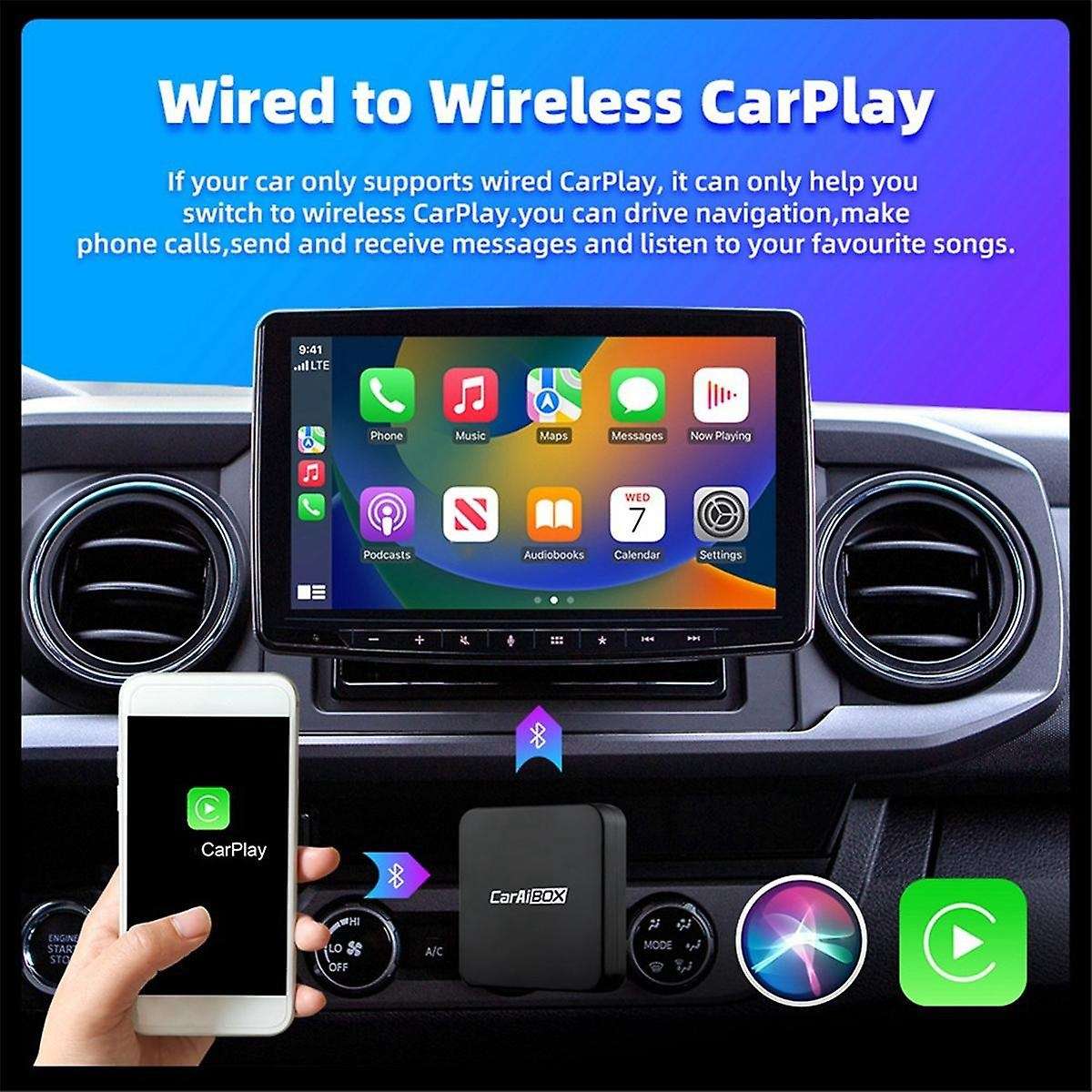 Car AI BOX 2-In-1 Wireless Android Auto Carplay Adapter Smart Car AI Box Car Wired CarPlay to Wirele