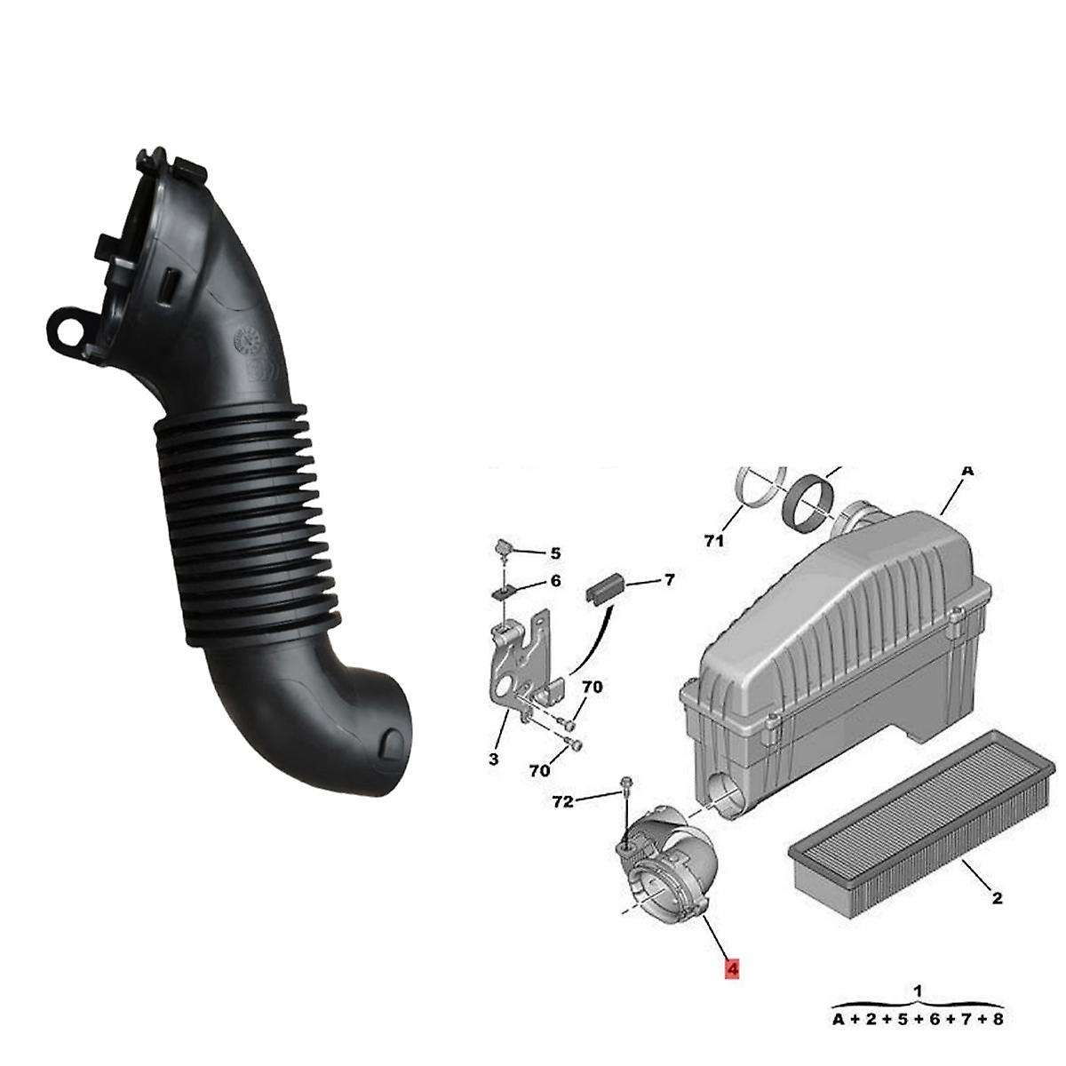 Car Air Filter Intake Pipe Air Connection Tube 9809166680 for 2008 301 C3 1.2 1.6 Auto Parts Intake