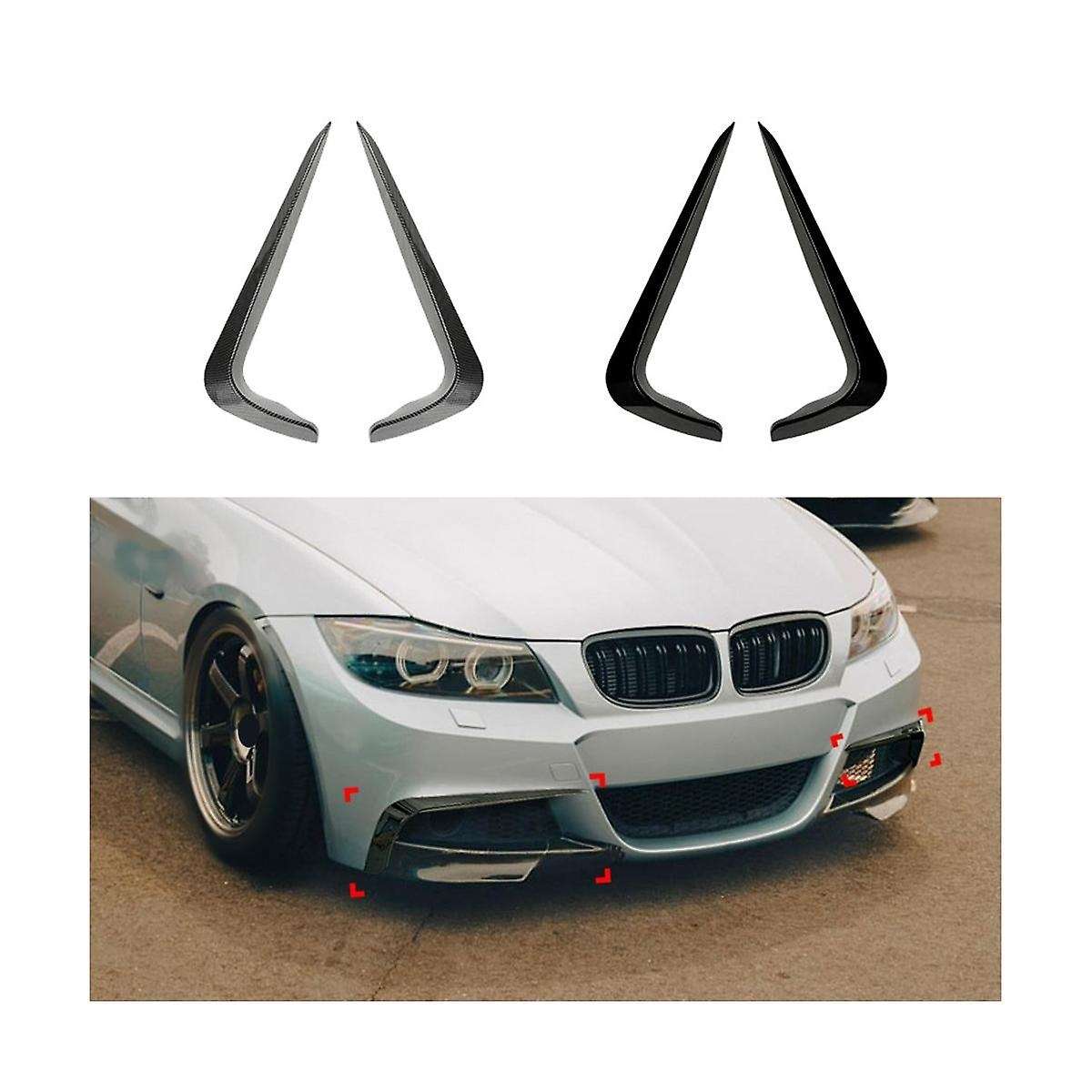 Car Bright Black Front Bumper Splitter Spoiler Trim Fog Light Canard for 3 Series E90 E91 2009-2012