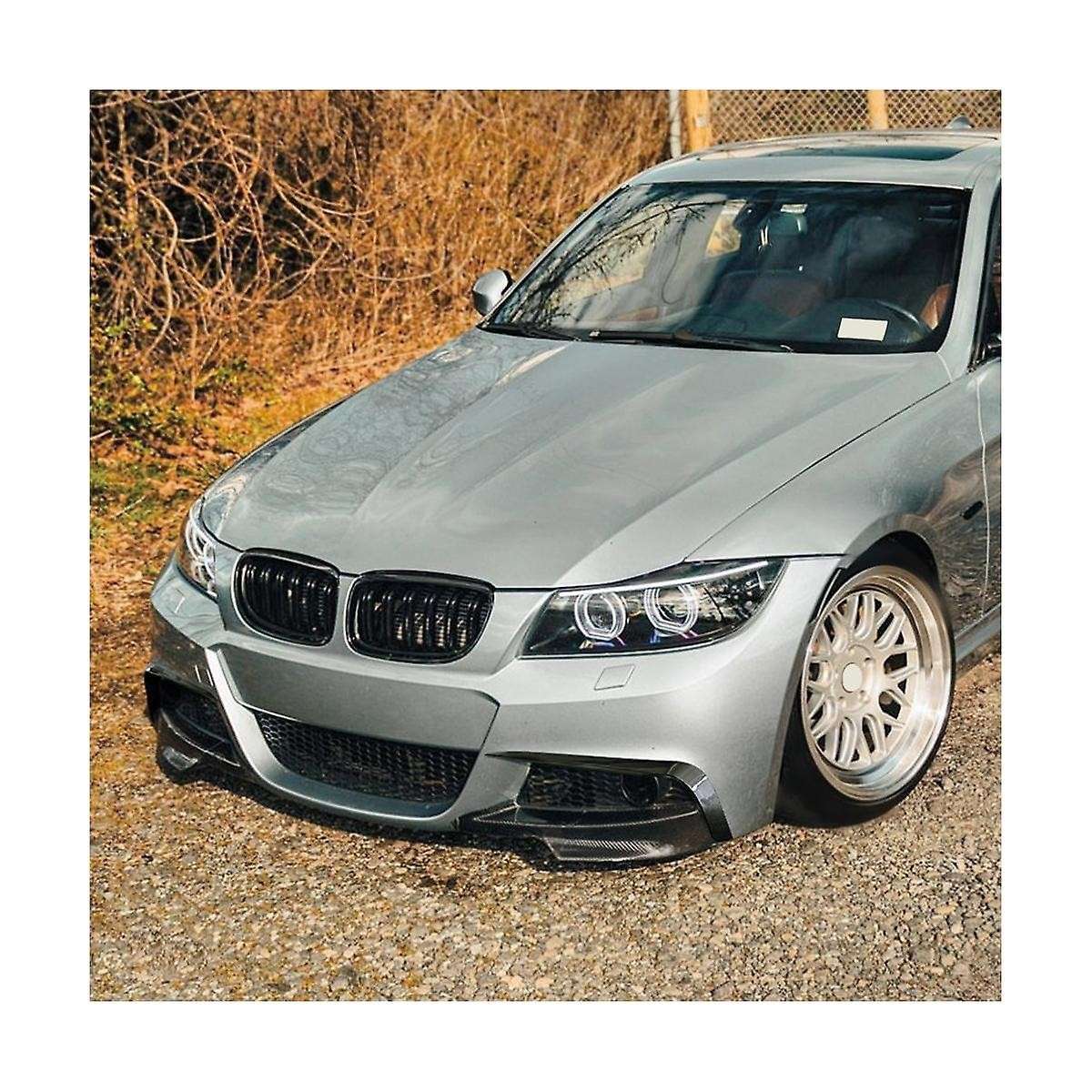 Car Bright Black Front Bumper Splitter Spoiler Trim Fog Light Canard for 3 Series E90 E91 2009-2012