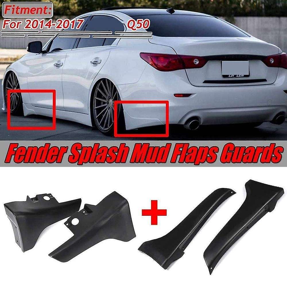 Car Bumper Lip Splash Mud Flaps Guards Guard Angle Corner Protection for Q50 2014-2017 Front + Rear