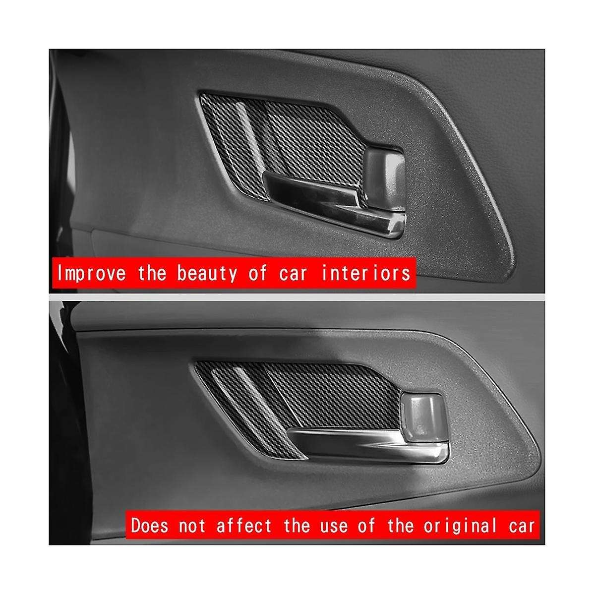 Car Carbon Fiber Door Inner Handle Bowl Frame Trims High/low Configuration 5pcs for Prius 60 Series