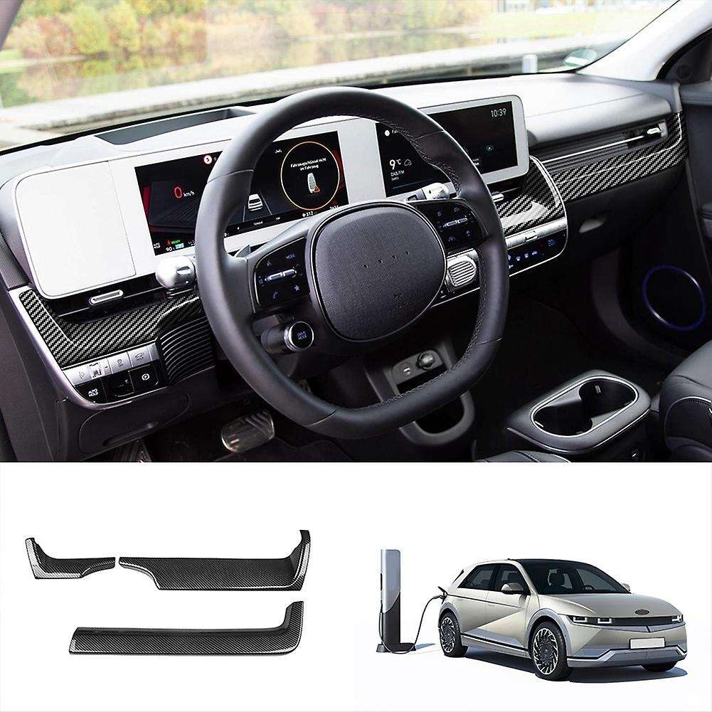 Car Carbon Fiber Instrument Central Control Air Outlet Panel Decorative Cover Trim for Aini 5 Ioniq