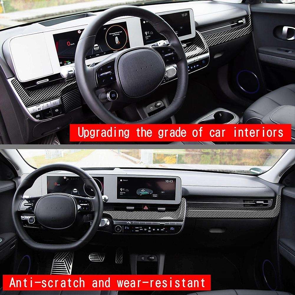 Car Carbon Fiber Instrument Central Control Air Outlet Panel Decorative Cover Trim for Aini 5 Ioniq