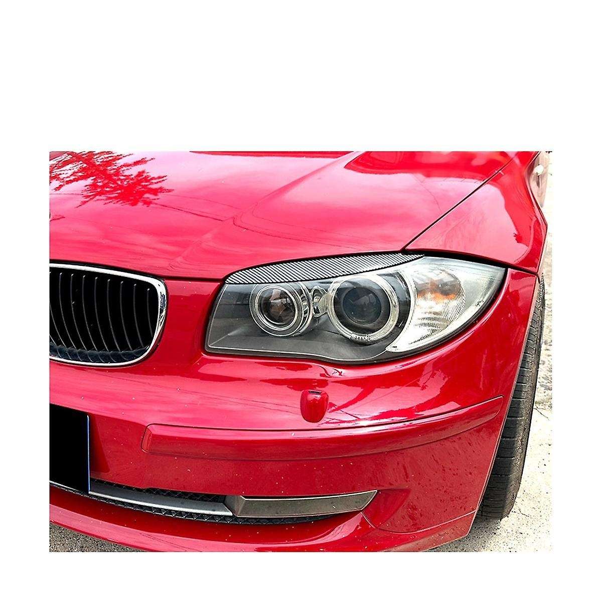 Car Carbon Fiber Pattern Headlight Lamp Eyebrows Cover Trim for 1 Series E81 E82 E87 E88 2008-2013