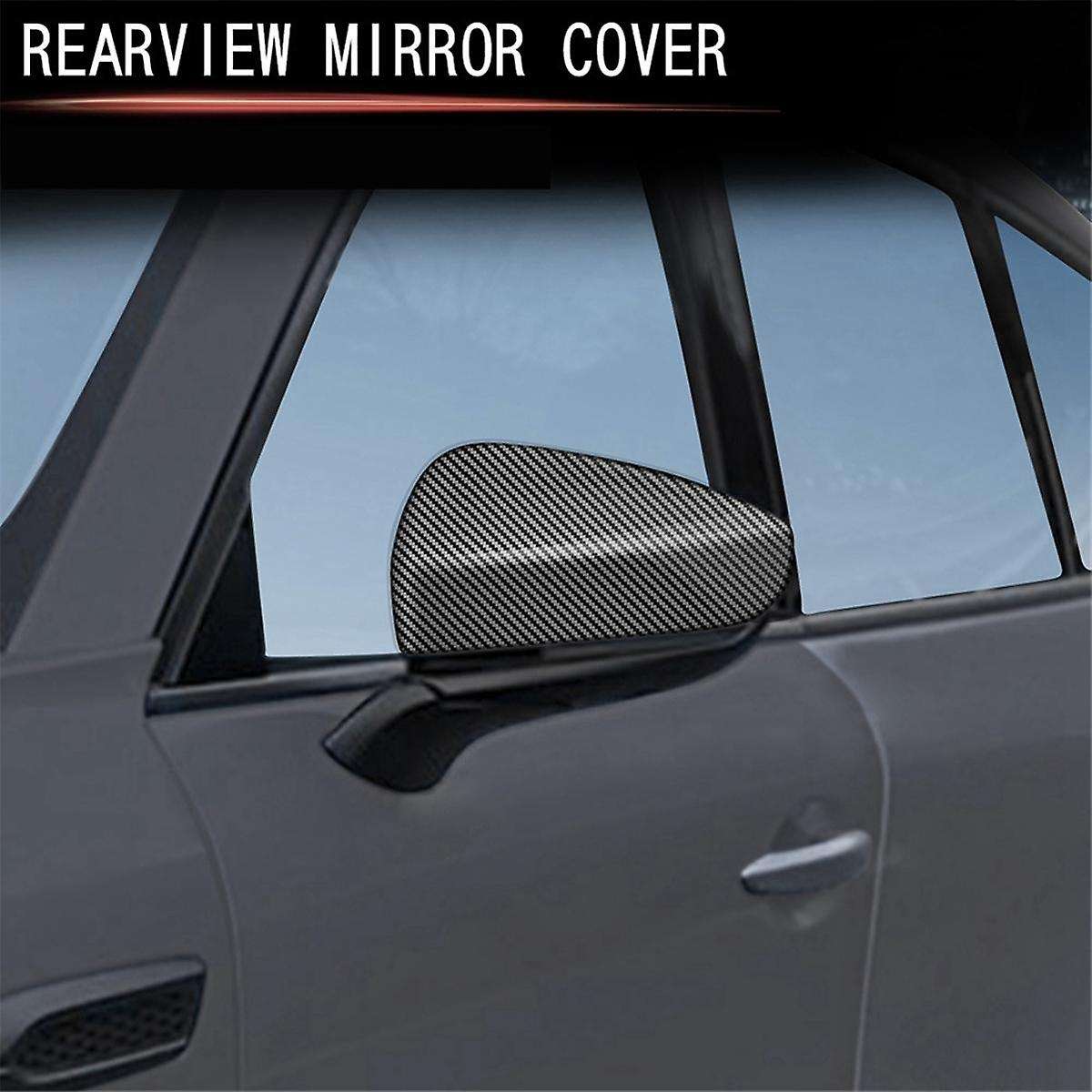 Car Carbon Fiber Pattern Rearview Side Mirror Cover Trim Frame Side Mirror Caps for -60 2022 2023