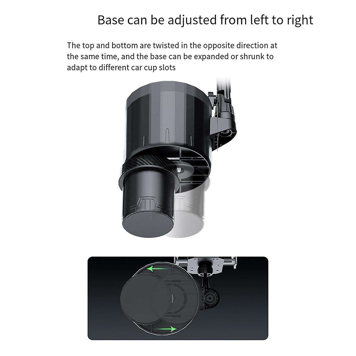 Car Cup Holder with Phone Mount, 2 In 1 Adjustable Cup Holder Expander with 360 Rotation Cellphone