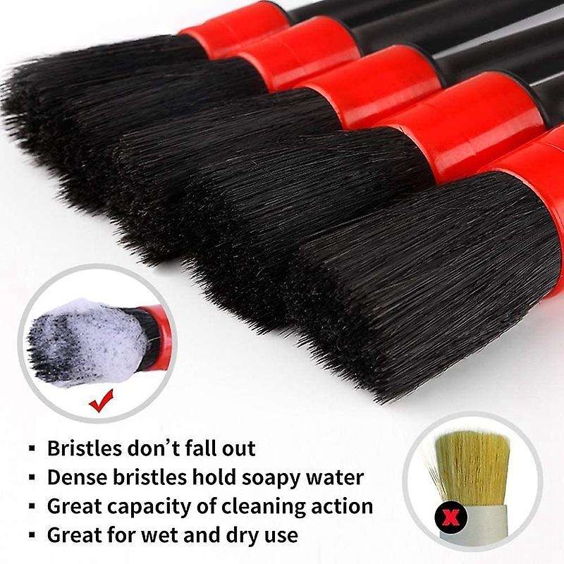 Car Detailing Brushes - Detail Brush 6 Different Sizes Piece Set for Cleaning Automotive Wheels, Rim