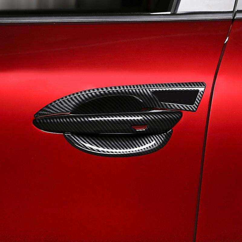 Car Door Handle Trim Cover Carbon Fiber Outside Handle Cover for Axela 2020