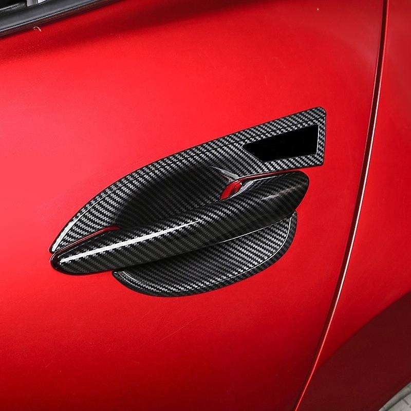Car Door Handle Trim Cover Carbon Fiber Outside Handle Cover for Axela 2020