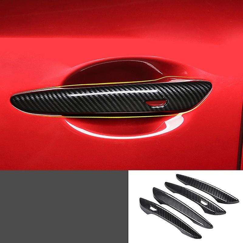 Car Door Handle Trim Cover Carbon Fiber Outside Handle Cover for Axela 2020