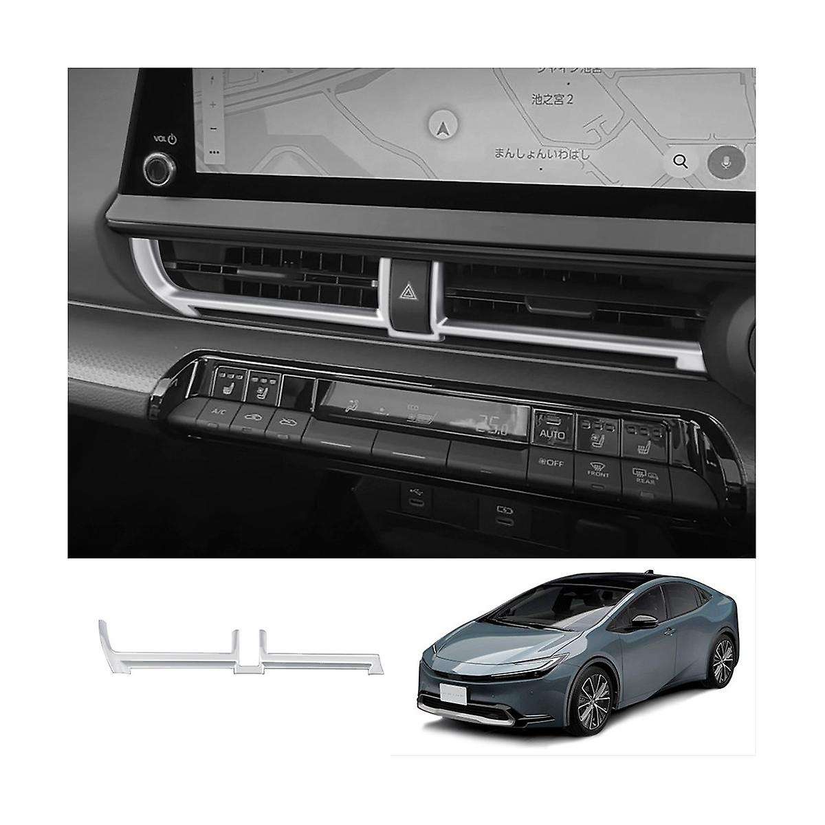 Car Dumb Silver Center Inner Ac Dashs Trim Dashboard Panel for Prius 60 Series 2022 2023 1pcs