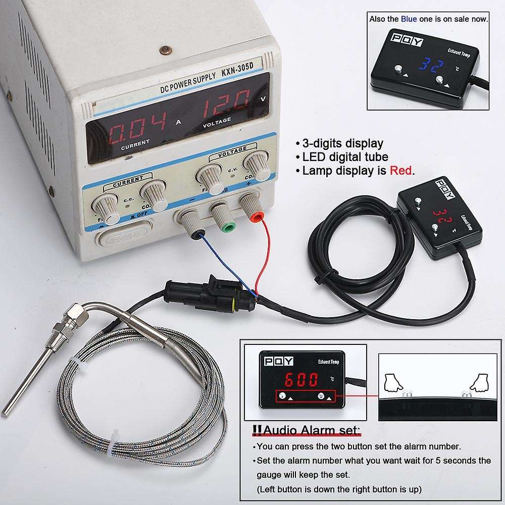 Car Exhaust Temp Gauge Exhaust Gas Meter Digital with Sensor EXT Temperature Meter Turbo for 4WD Pat