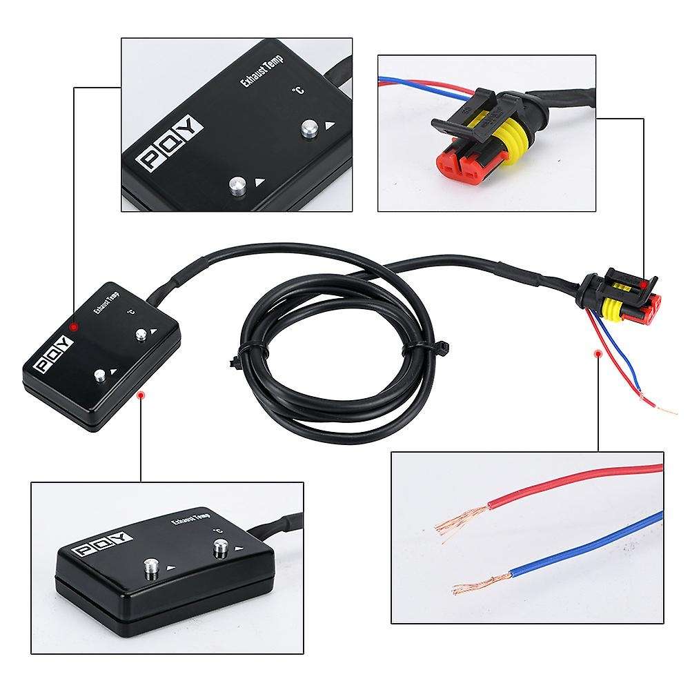 Car Exhaust Temp Gauge Exhaust Gas Meter Digital with Sensor EXT Temperature Meter Turbo for 4WD Pat
